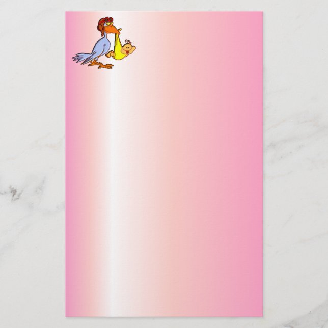 Nyfödd flickaankomst - en Storkleverans Brevpapper (Framsida)