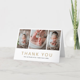 Nyfödd Fotokollage Guld Baby Shower Tack Kort