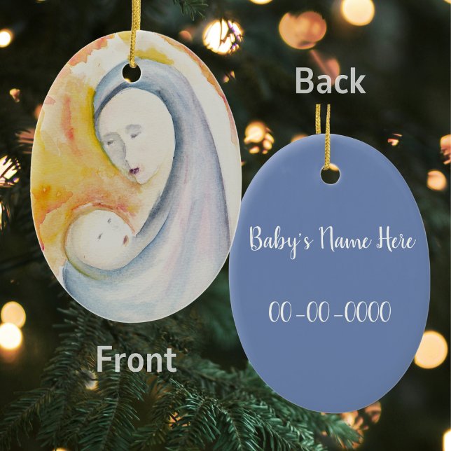 Nyfödd Gift Madonna och Child Julgransprydnad Keramik (Skapare uppladdad)