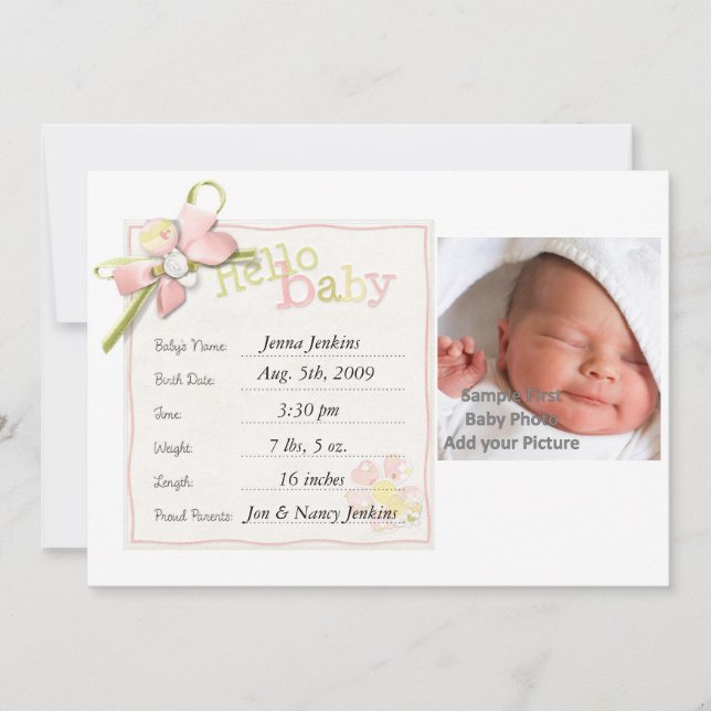 Nyfödd i flicka Baby Meddelande (Framsida)