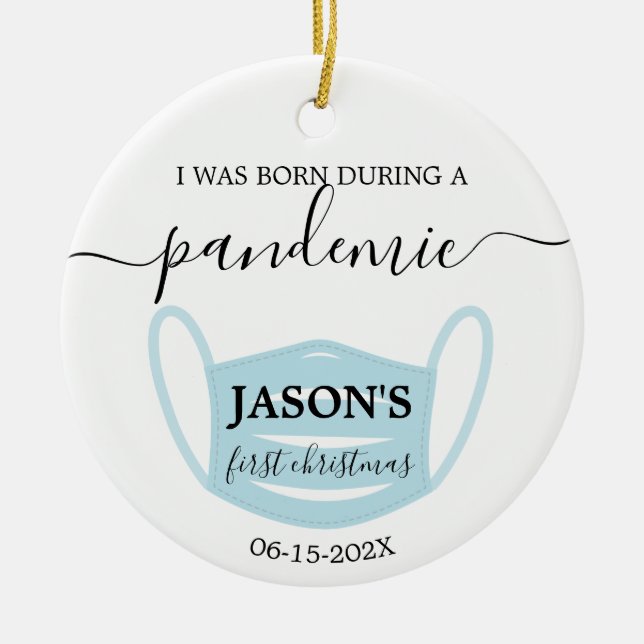 Nyfödd i pandemi med fotoornament julgransprydnad keramik (Framsidan)
