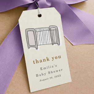 Nyfödd illustration av baby Crib Baby Shower Presentetikett