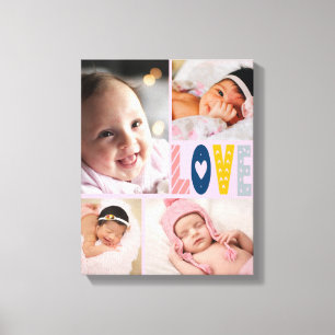 Nyfödd kärlek baby-fotosamlingsplats canvastryck