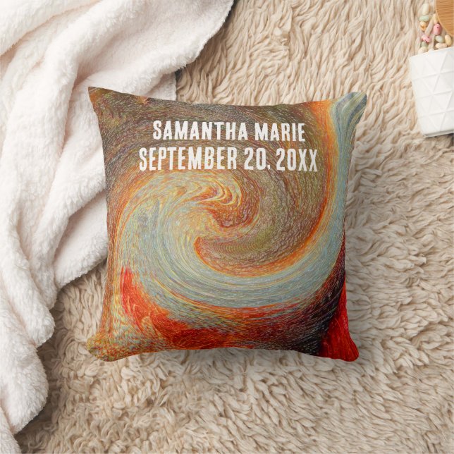 Nyfödd Nursery Välkommen Tie-Dye Brown Red Groovy Kudde (Filt)