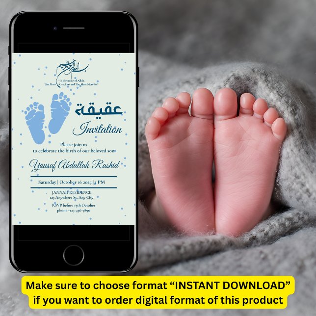 Nyfödd Pojke muslim Aqiqah Aqeeqa Inbjudningar (Skapare uppladdad)