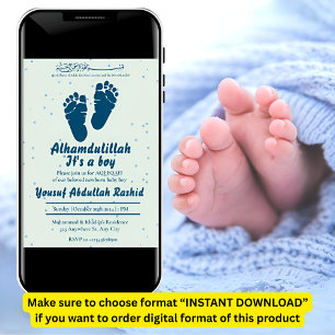 Nyfödd Pojke muslim Aqiqah Inbjudningar
