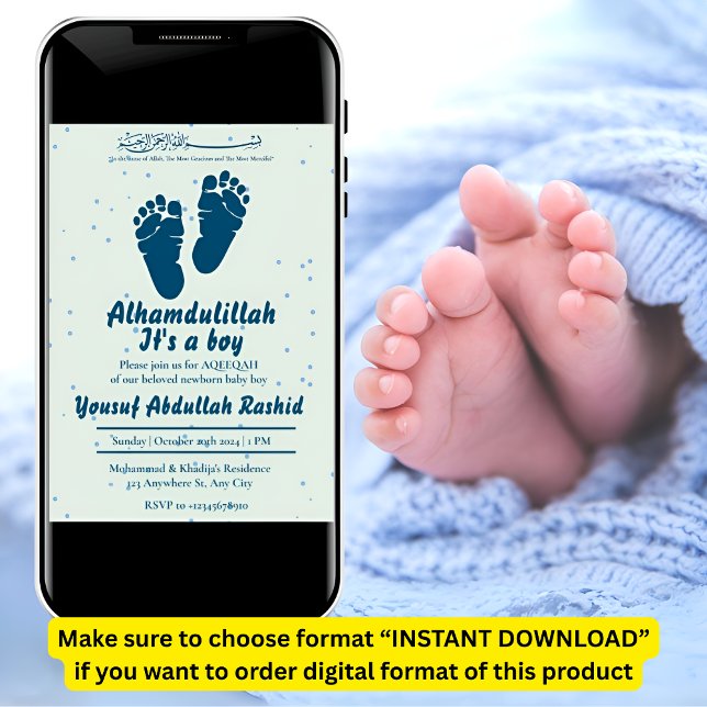 Nyfödd Pojke muslim Aqiqah Inbjudningar (Skapare uppladdad)