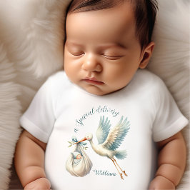 Nyfödd Pojke Namn Blue Stork Delivery T Shirt