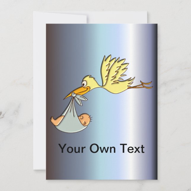 Nyfödda Baby ankomst - en flygande storkleverans Meddelande (Framsida)