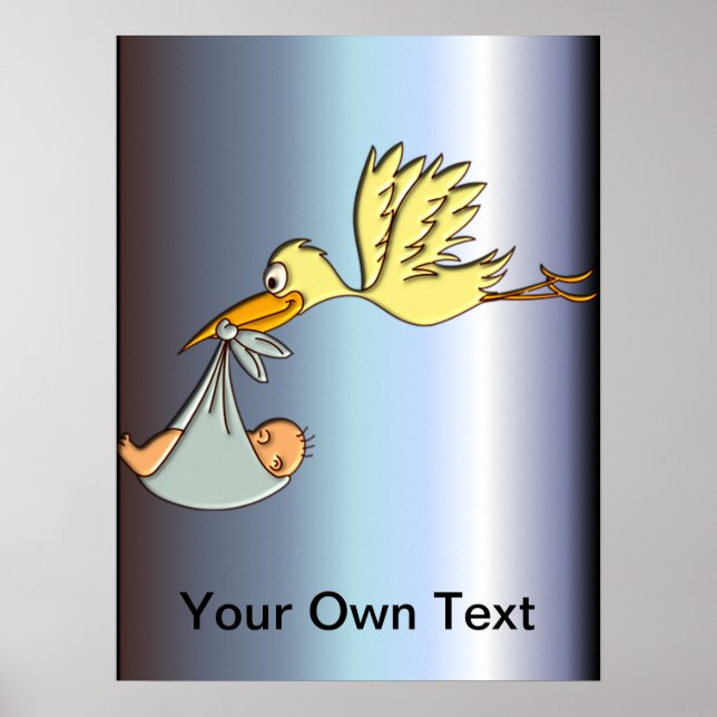 Nyfödda Baby ankomst - en flygande storkleverans Poster (Framsidan)