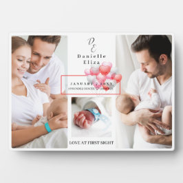 Nyfödda Baby Birth Stats Photo Collage Monogram