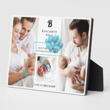 Nyfödda Baby Birth Stats Photo Collage Monogram Pl