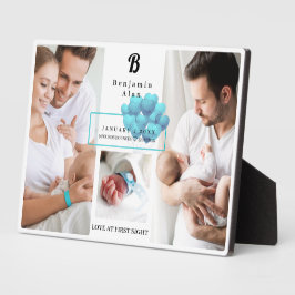 Nyfödda Baby Birth Stats Photo Collage Monogram Pl