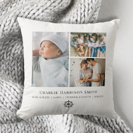 Nyfödda Baby Stats och foto Kudde