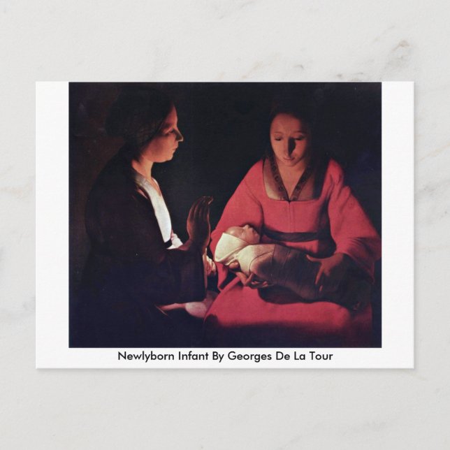 Nyfödda barn av Georges De La Tour Vykort (Framsida)
