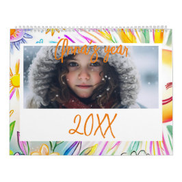 Nyfödda barn, soliga dagar, färgfoto nytt år kalender