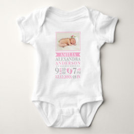 Nyfödda Flicka Rosa Grått Birth Stats PHOTO T Shirt