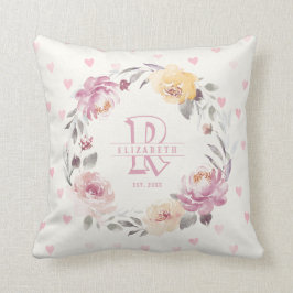 Nyfödda flickor personlig baby keepsakes monogram kudde