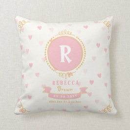 Nyfödda flickor personlig baby keepsakes monogram kudde