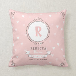 Nyfödda flickor personlig baby keepsakes monogram kudde