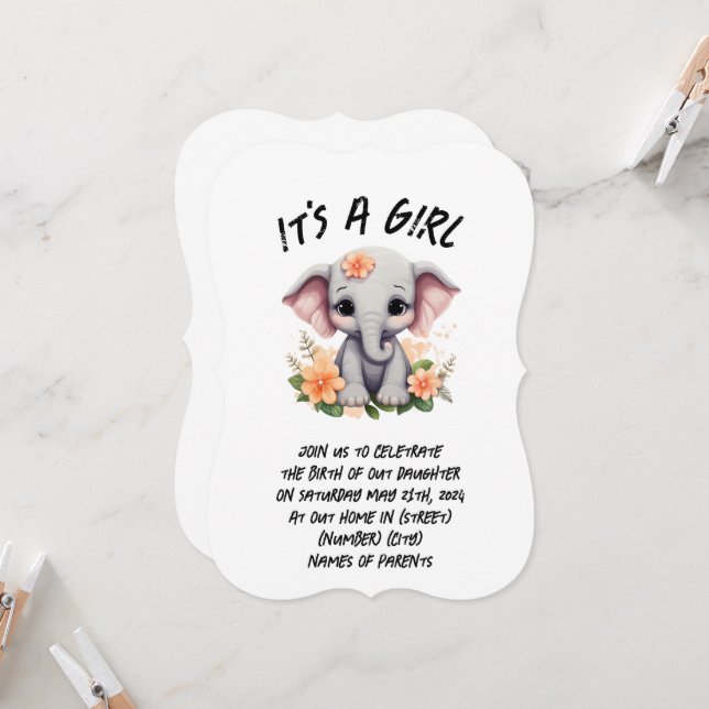 Nyfödda födelseannonskort (anpassa) (Fram/Back In Situ)