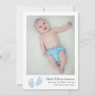 Nyfödda foto från Cute Pojke Blue Foprint Meddelande