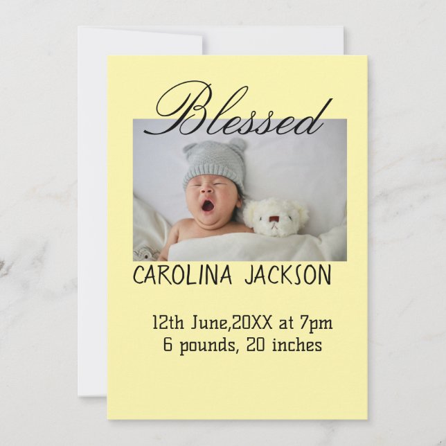 Nyfödda, foto, modernt födelsemeddelande meddelande (Framsida)