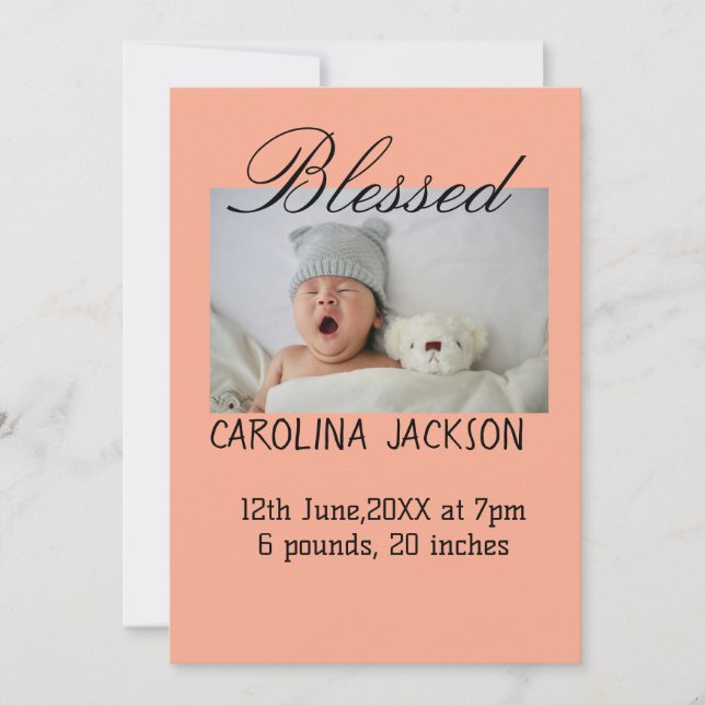 Nyfödda, foto, modernt födelsemeddelande meddelande (Framsida)