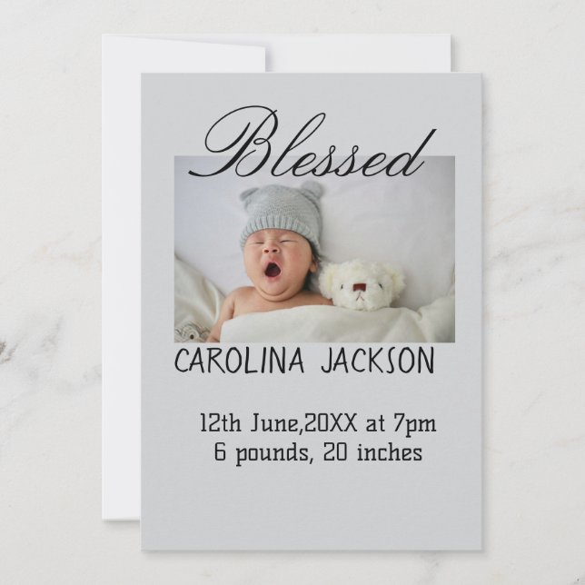 Nyfödda, foto, modernt födelsemeddelande meddelande (Framsida)