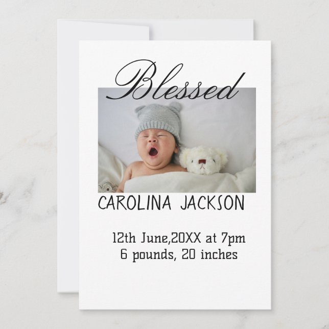 Nyfödda, foto, modernt födelsemeddelande meddelande (Framsida)