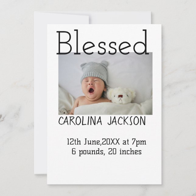 Nyfödda, foto, modernt födelsemeddelande meddelande (Framsida)