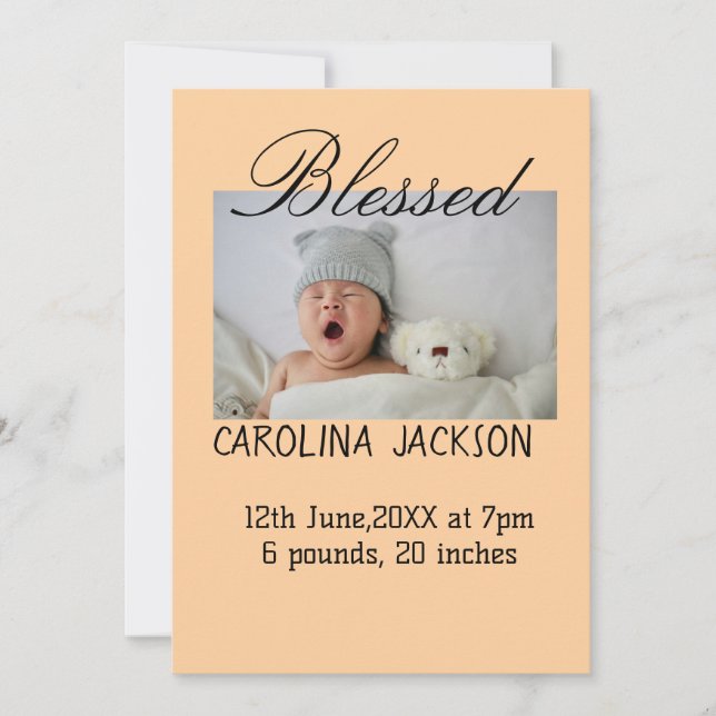 Nyfödda, foto, modernt födelsemeddelande meddelande (Framsida)