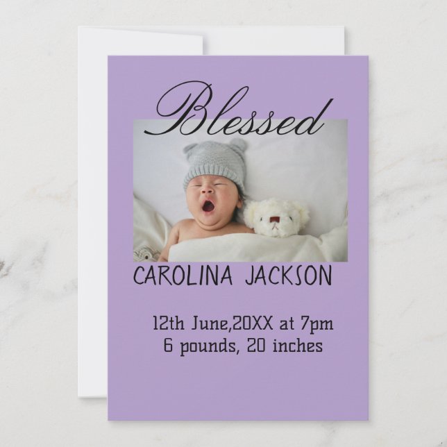 Nyfödda, foto, modernt födelsemeddelande meddelande (Framsida)