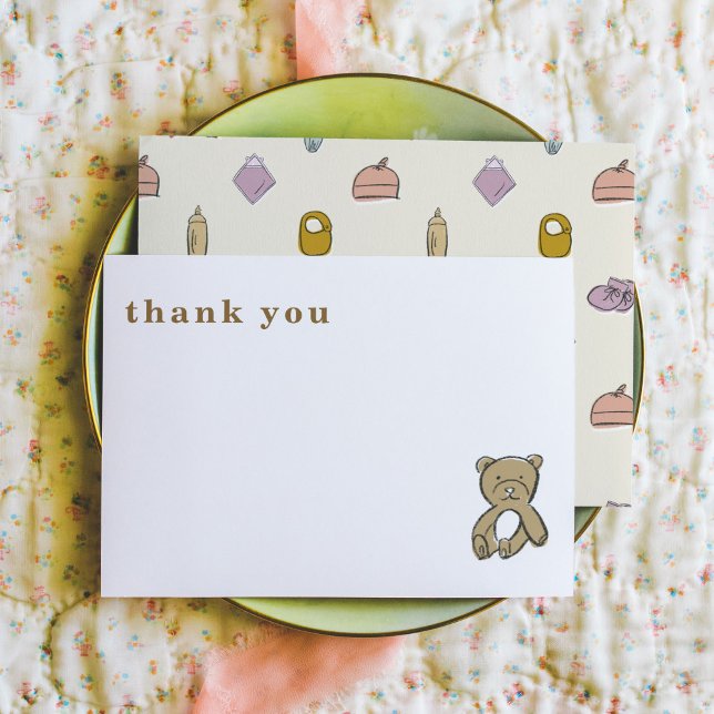 Nyfödda Illustrationer Visning Baby Shower Tack Kort (Newborn Illustrations Display Baby Shower Thank You Note Cards)