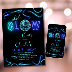 Nyfödda inbjudningsorgan Låt oss Glow Crazy Inbjudningar