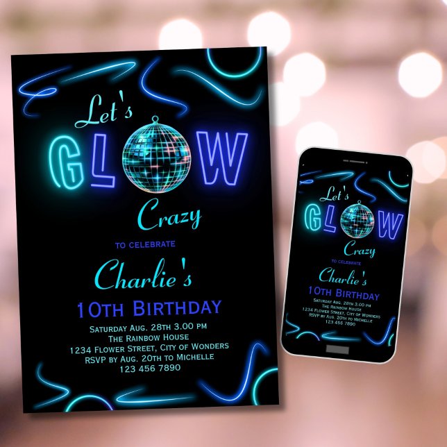 Nyfödda inbjudningsorgan Låt oss Glow Crazy Inbjudningar (Skapare uppladdad)