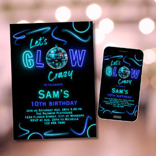 Nyfödda inbjudningsorgan Låt oss Glow Crazy Inbjudningar