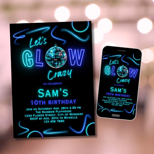 Nyfödda inbjudningsorgan Låt oss Glow Crazy Inbjudningar (Skapare uppladdad)