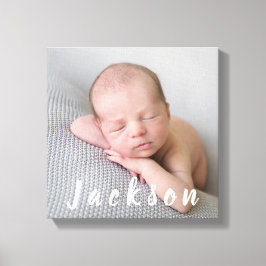 Nyfödda Pojke-foto-Personligen Namn Canvastryck