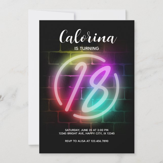 Nyfödelsedag för flicka 18:e födelsedagen inbjudningar (Framsida)