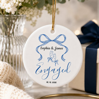 nyförlovade par, anpassad julpresent julgransprydnad keramik