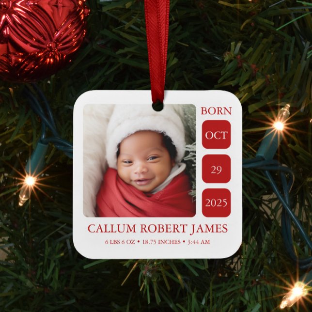 Nyfött foto Baby Birth Stats jul Ornament (Skapare uppladdad)