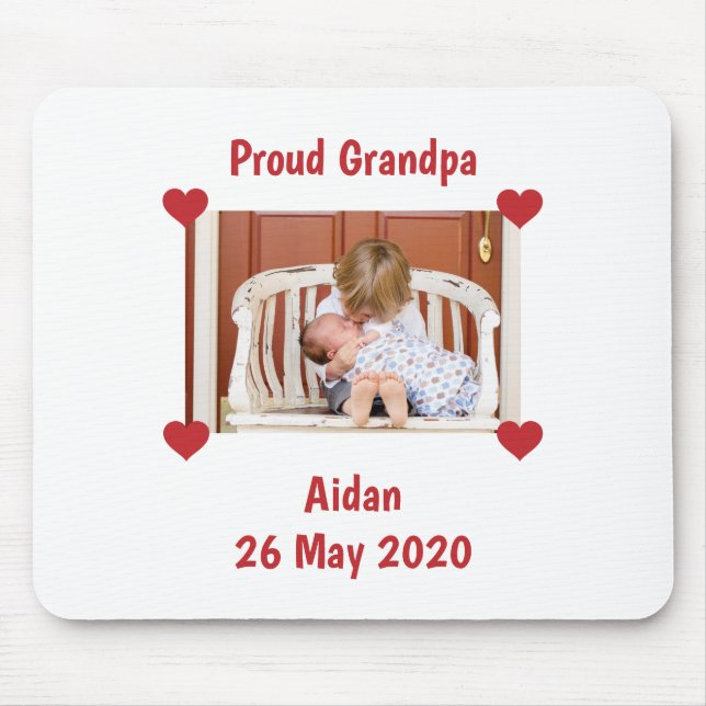 Nyfött meddelande Kärlek Grandpa Baby Photo Musmatta (Framsidan)