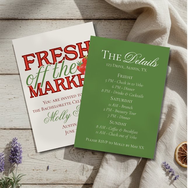 Nyfrån marknaden – Personlig modern bröllopsmode Inbjudningar (Celebrate your newly-engaged status in style with this elegant “Fresh Off the Market” design!)