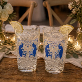 Nygift Elegant Blå Påfågel Pint Glas