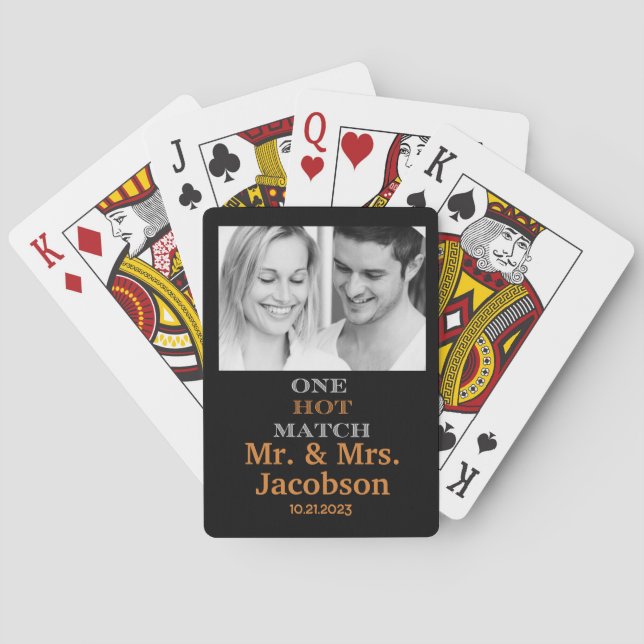 Nygift Ett Het Match Foto Anpassat Bröllopsgåva Casinokort (Baksidan)