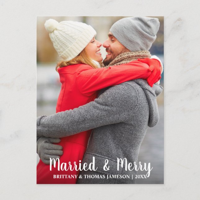 Nygift & Glad Nyligen Gift Foto Postkort Helg Vykort (Framsida)