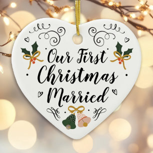 nygift hjärt-christmas-prydnadsföremål 1:a gift julgransprydnad keramik