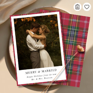 Nygift jul pläd Merry and Married Foto Julkort