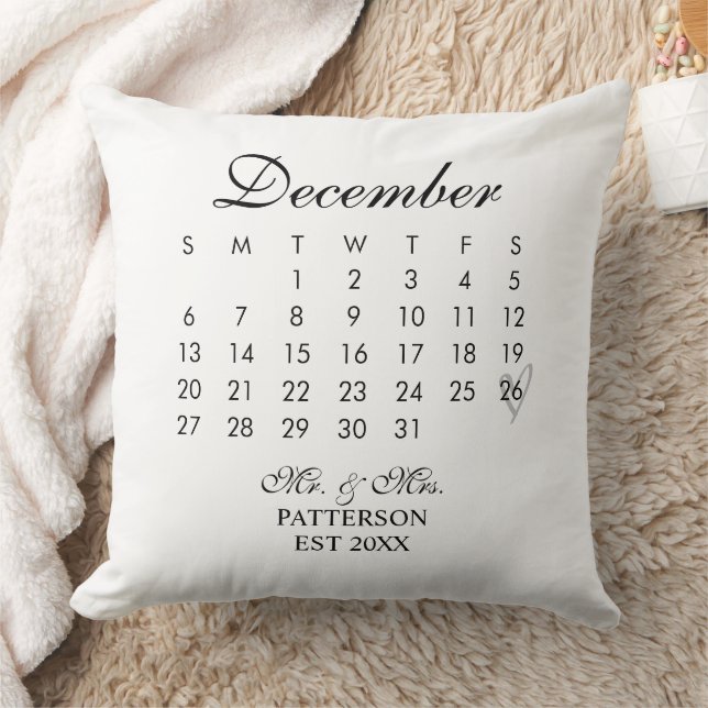 Nygift Kalender Bröllopsdatum  Kudde (Filt)